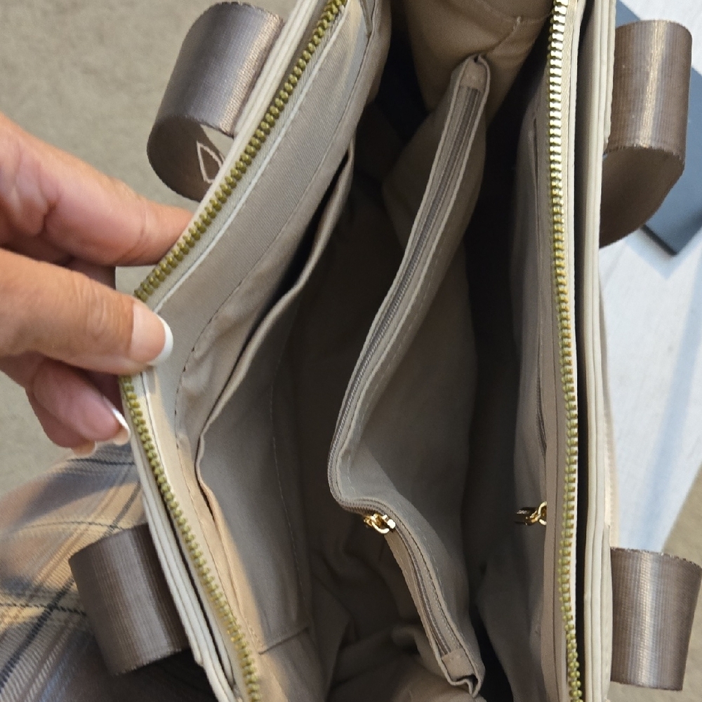 Gray Structured Tote With Branded Webbing Handles - image 5